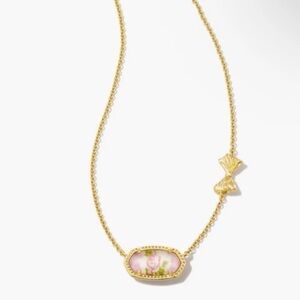 NEW Loveshackfancy X Kendra Scott Elisa Pink Bloom Floral Bow Necklace Heirloom
